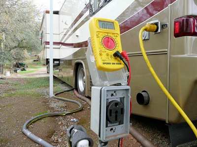 Checking the voltage on RV hookup